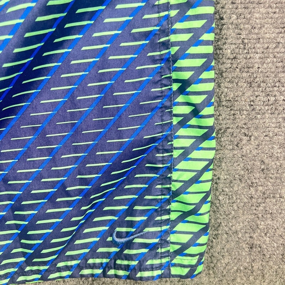Nike Boardshorts‎ Mens Medium Green Blue Geometric Retro Swim Surf Long Length - Picture 3 of 6
